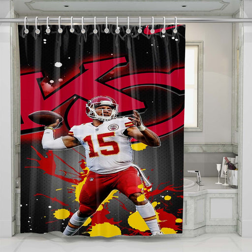 patrick mahomes kansas city chiefs 2 shower curtains