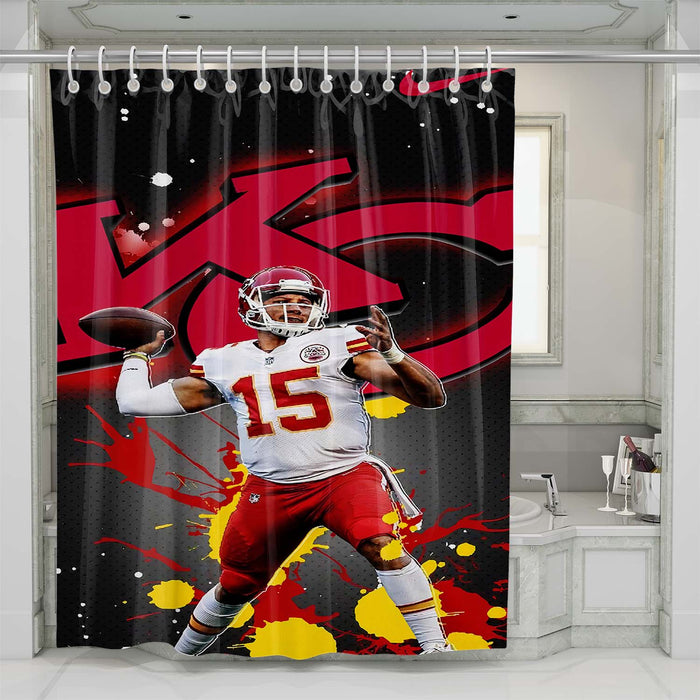 patrick mahomes kansas city chiefs 2 shower curtains