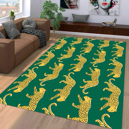 golden tigers walking in forest Living room carpet rugs