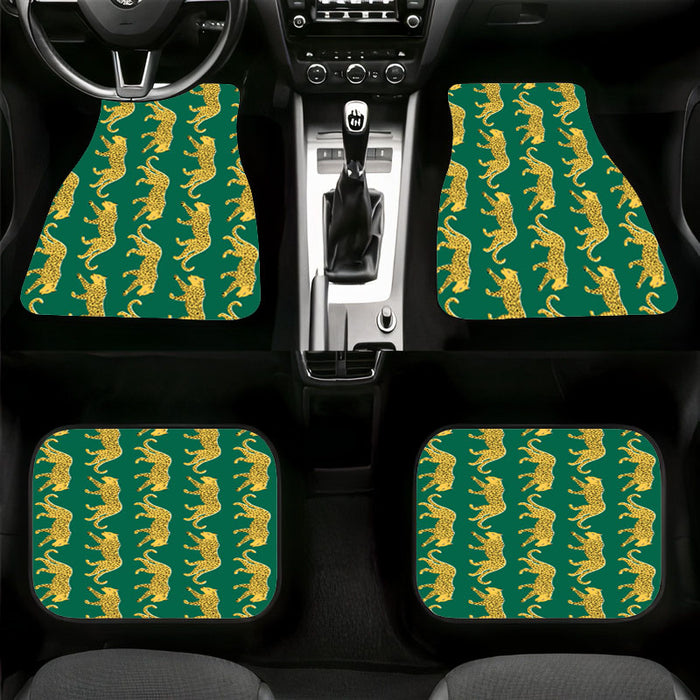 golden tigers walking in forest Car floor mats Universal fit