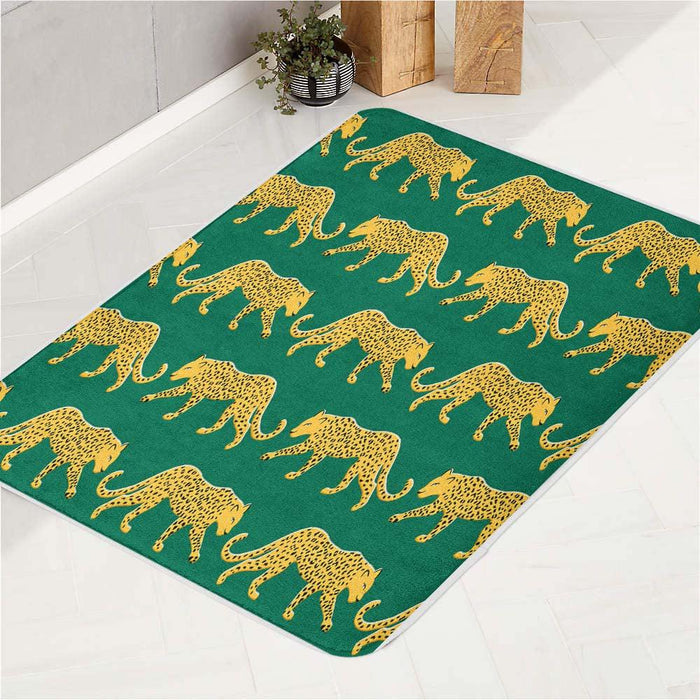 golden tigers walking in forest bath rugs