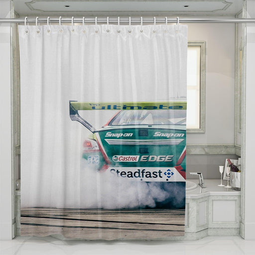 green castrol car racing shower curtains