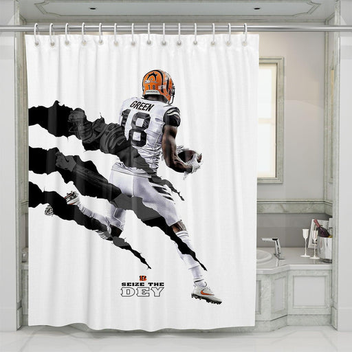 green cincinnati bengals white shower curtains