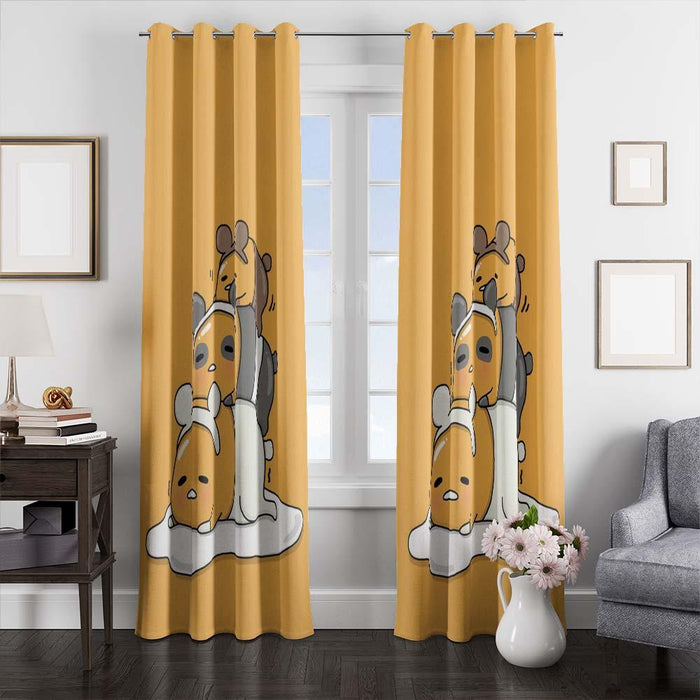 gudetama x we bare bears window curtains