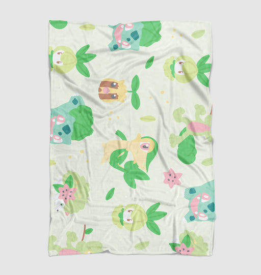 grass type pokemon pattern Ultra soft fleece blanket