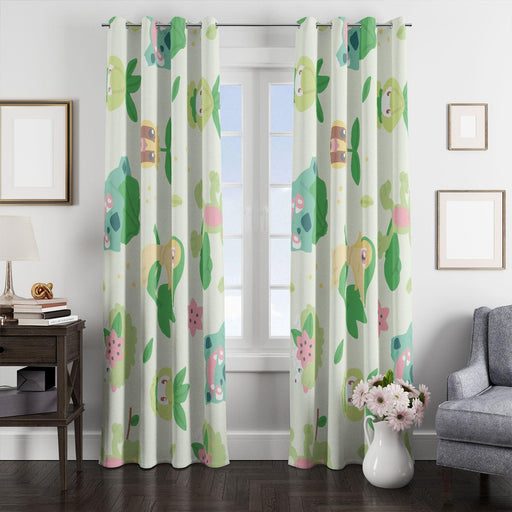 grass type pokemon pattern window Curtain