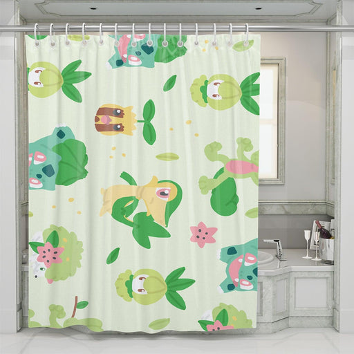 grass type pokemon pattern shower curtains