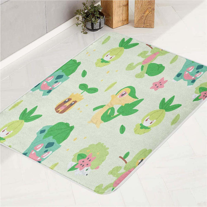 grass type pokemon pattern bath rugs