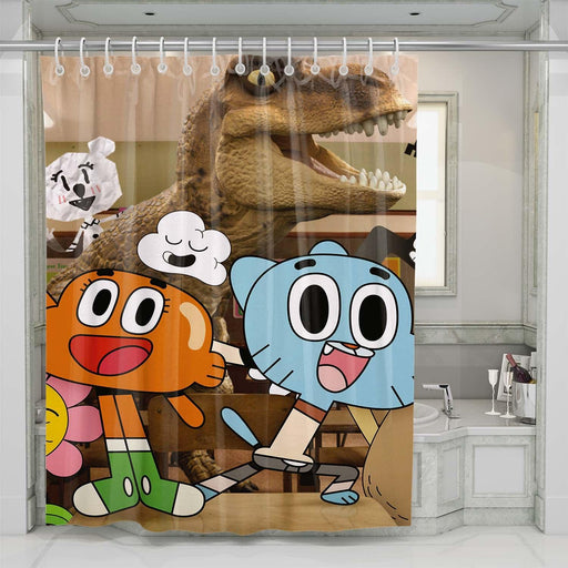 gumball and darwin shower curtains