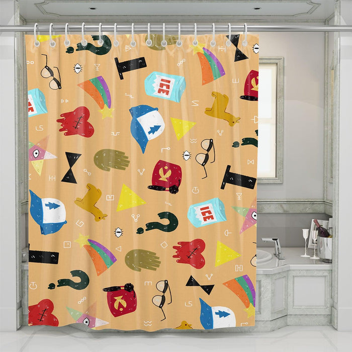 gravity falls stuff survival shower curtains