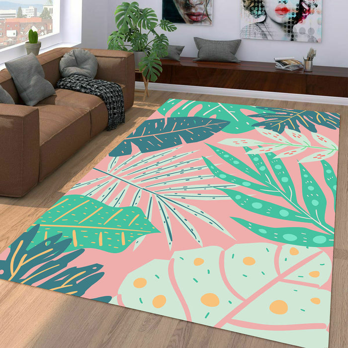 green indoor flora pastel pattern Living room carpet rugs