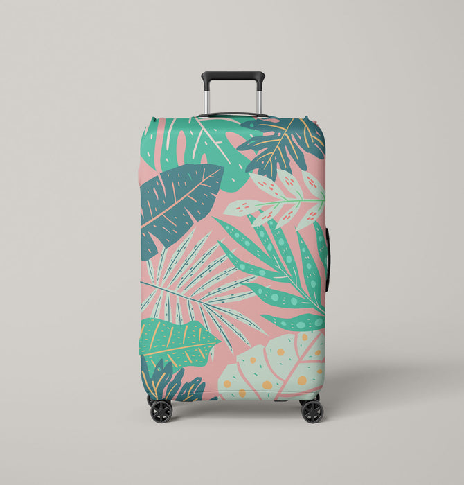 green indoor flora pastel pattern Luggage Cover | suitcase