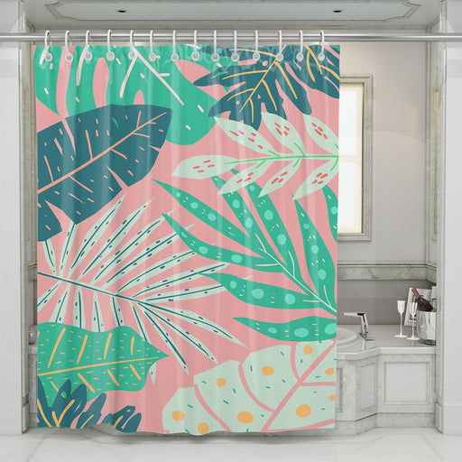 green indoor flora pastel pattern shower curtains