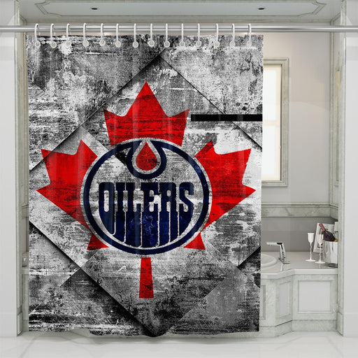 grunge edmonton oilers shower curtains