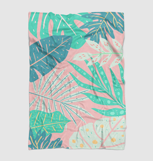 green indoor flora pastel pattern Ultra soft fleece blanket