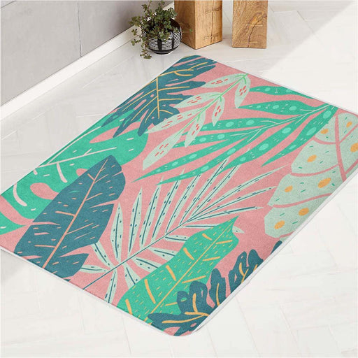 green indoor flora pastel pattern bath rugs