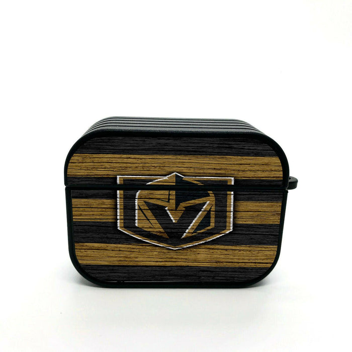 grunge wood vegas golden knights airpod case