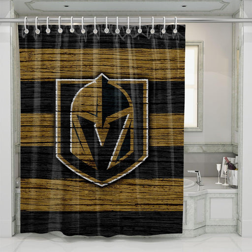 grunge wood vegas golden knights shower curtains