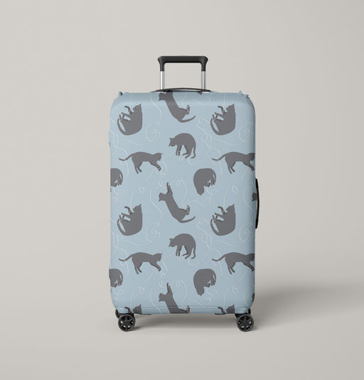 grey silhouette of blu cats Luggage Cover | suitcase