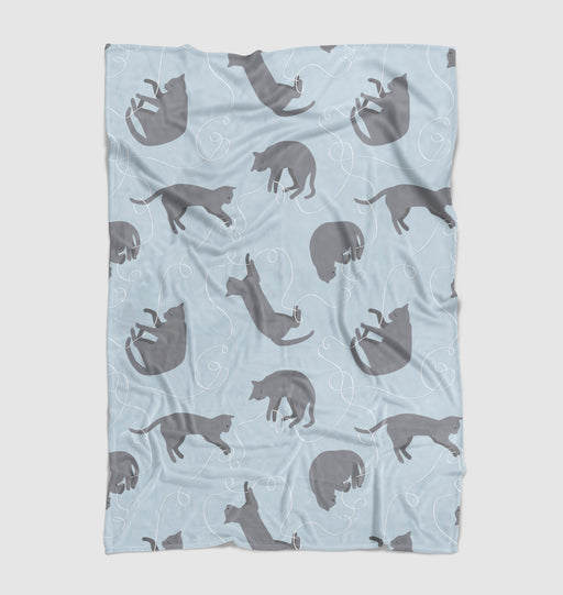 grey silhouette of blu cats Ultra soft fleece blanket