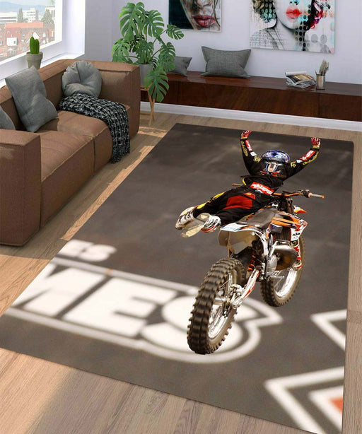 hand off motocross athlete Living room carpet rugs