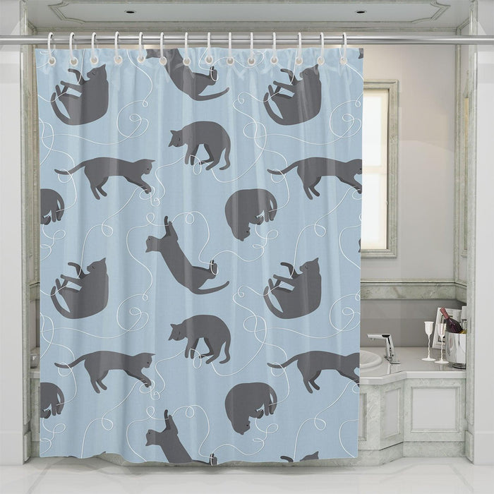 grey silhouette of blu cats shower curtains