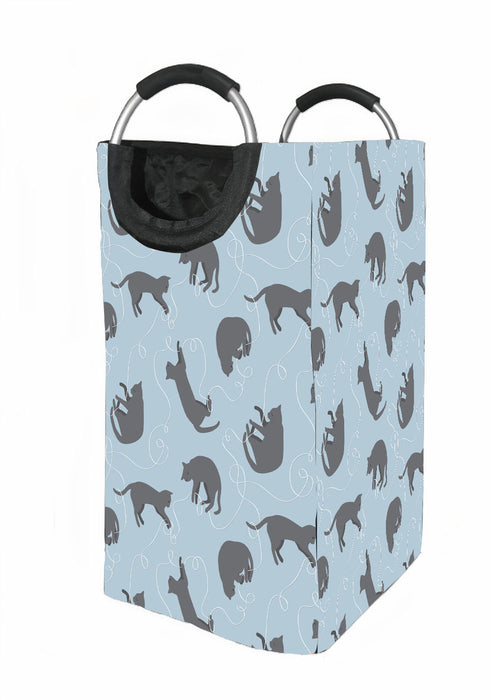 grey silhouette of blu cats Laundry Hamper | Laundry Basket