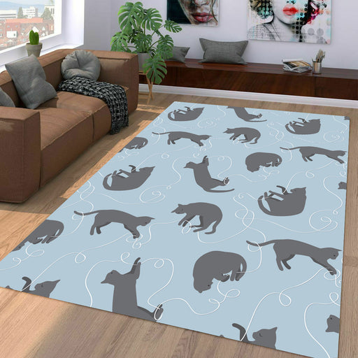 grey silhouette of blu cats Living room carpet rugs