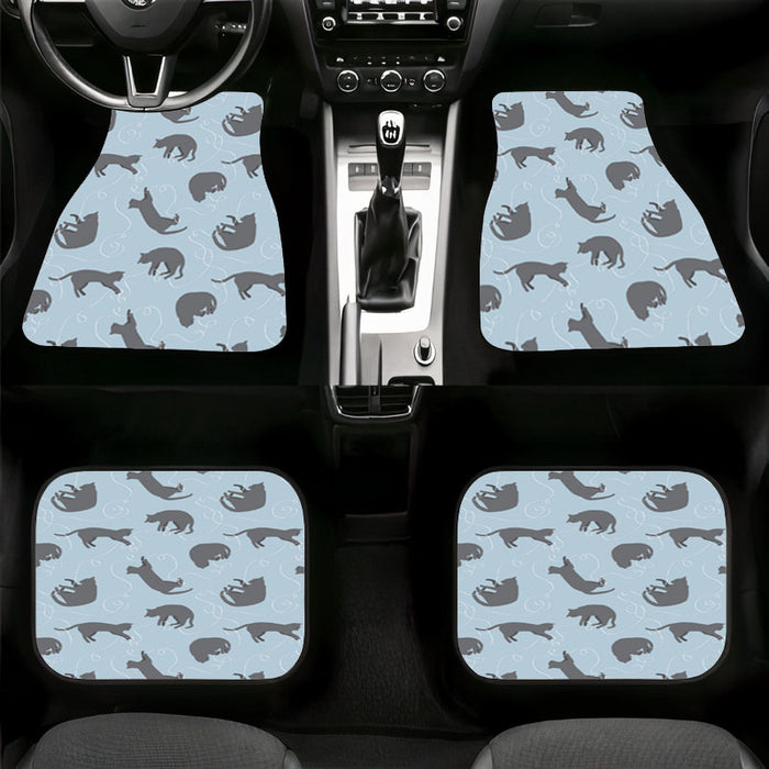 grey silhouette of blu cats Car floor mats Universal fit