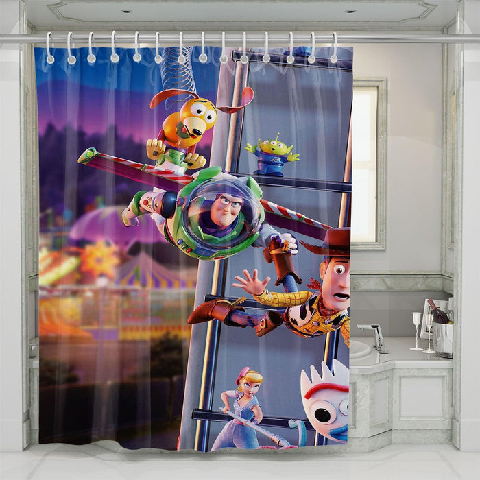 hanging toys story character shower curtains