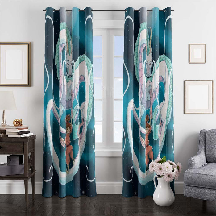 haku and chihiro flying window curtains