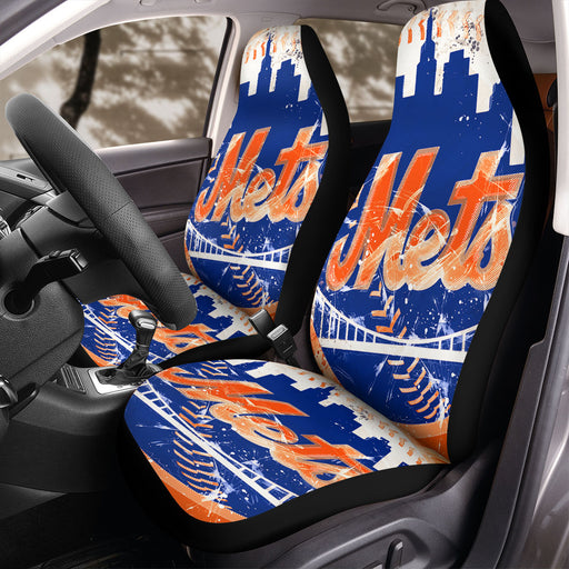 grunge new york mets logo Car Seat Covers