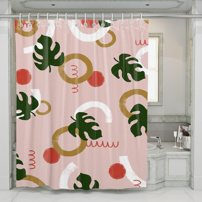 grunge brush shape floral pattern shower curtains