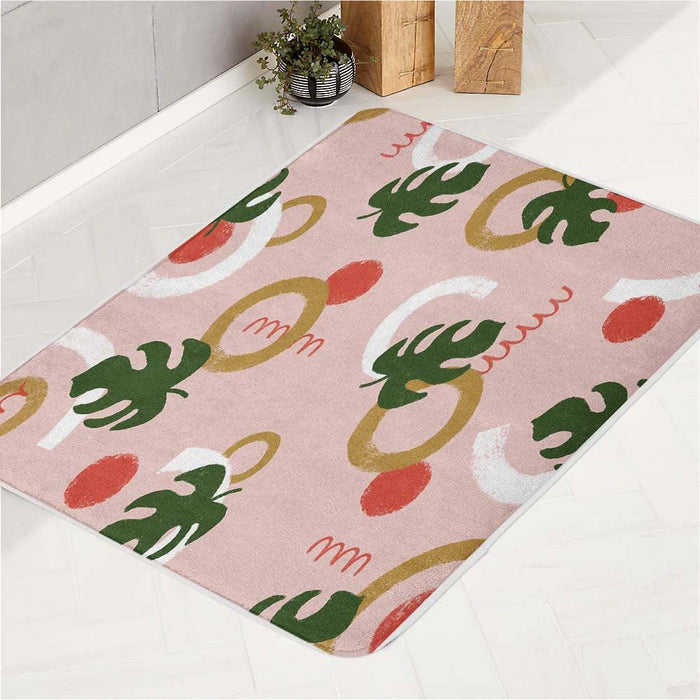 grunge brush shape floral pattern bath rugs