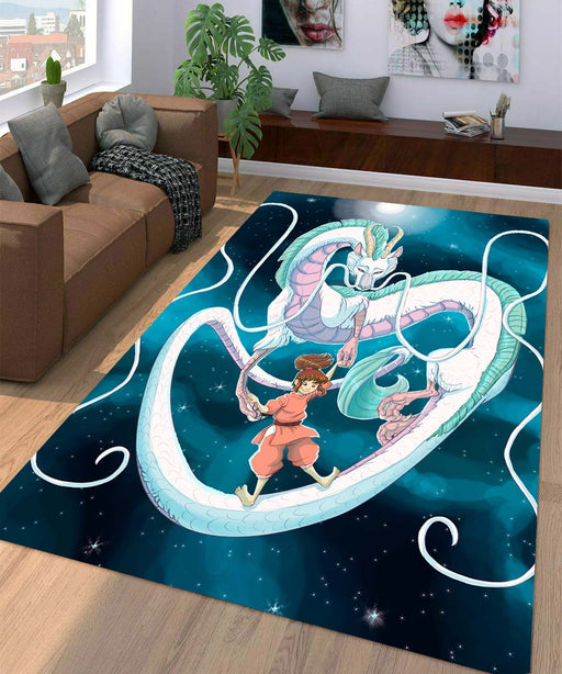 haku and chihiro flying Living room carpet rugs