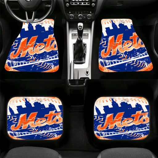 grunge new york mets logo Car floor mats Universal fit