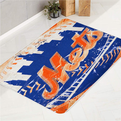 grunge new york mets logo bath rugs