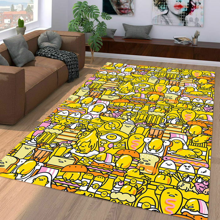 gudetama yellow illustration cartoon Living room carpet rugs