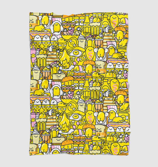 gudetama yellow illustration cartoon Ultra soft fleece blanket