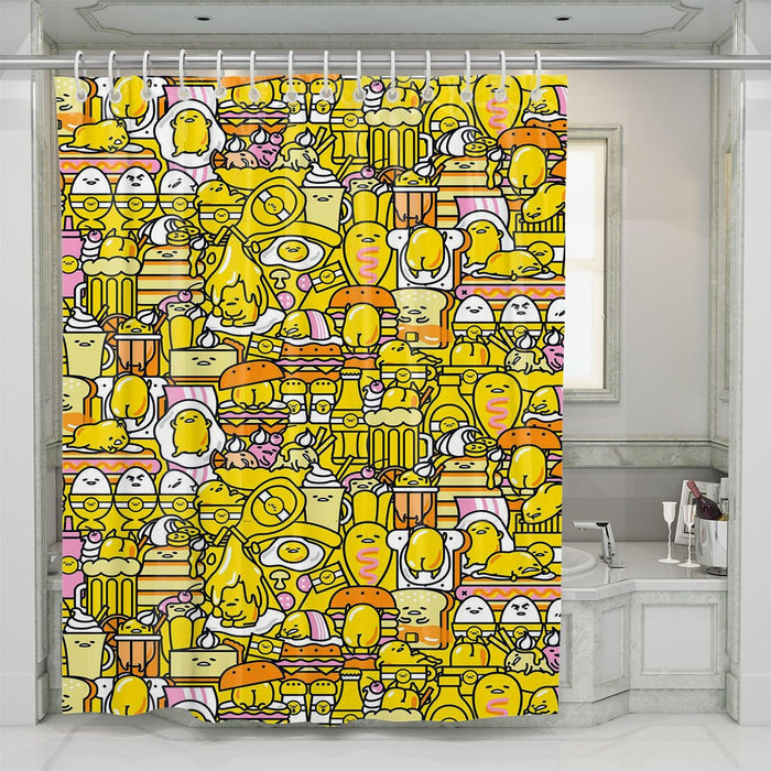 gudetama yellow illustration cartoon shower curtains