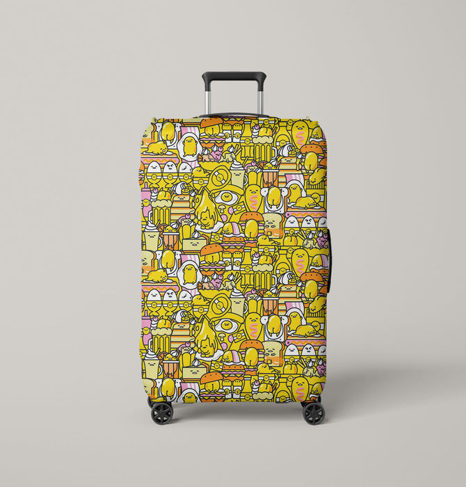 gudetama yellow illustration cartoon Luggage Cover | suitcase