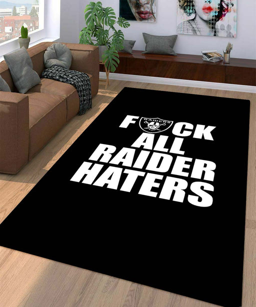 Hate all raider haters football Living room carpet rugs