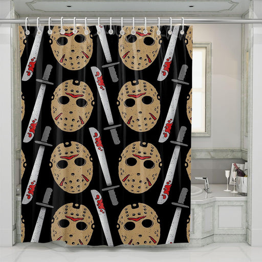 halloween villain mask serial killer shower curtains