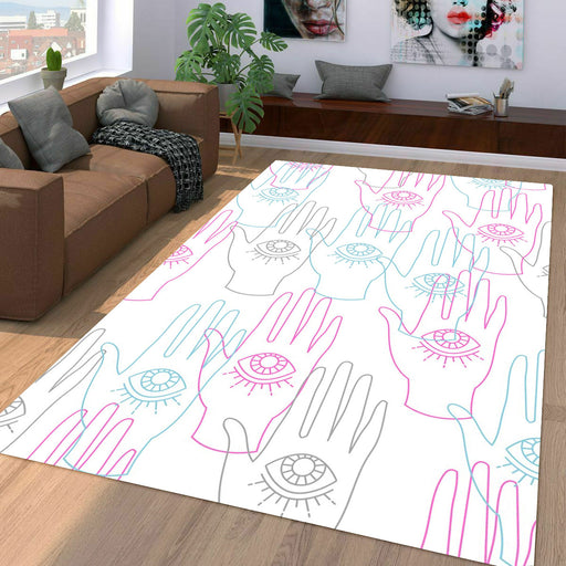 hand eyes blue pink white Living room carpet rugs