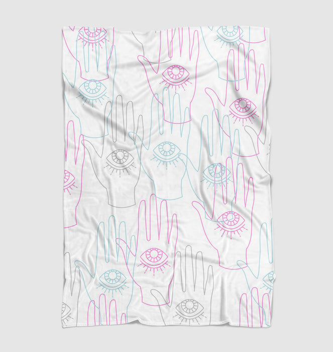 hand eyes blue pink white Ultra soft fleece blanket