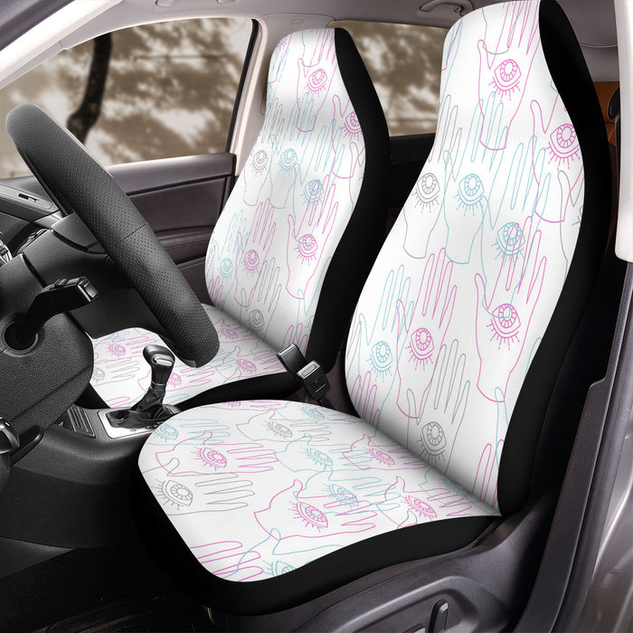 hand eyes blue pink white Car Seat Covers