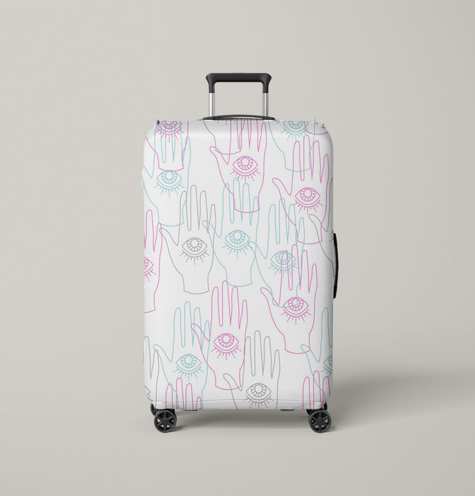 hand eyes blue pink white Luggage Cover | suitcase