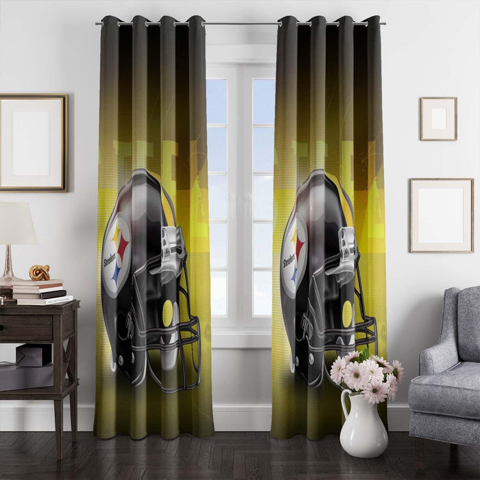 helmet of pittsburgh steelers yellow window Curtain