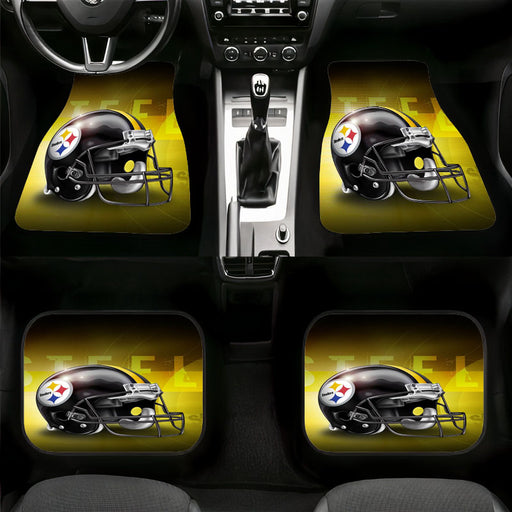 helmet of pittsburgh steelers yellow Car floor mats Universal fit