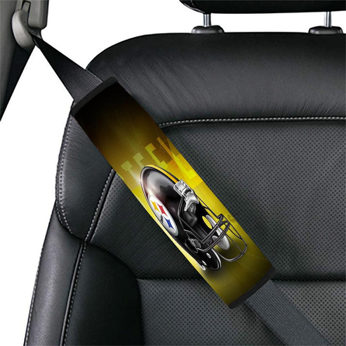 helmet of pittsburgh steelers yellow Car seat belt cover - Grovycase